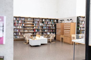 VYBORG, RUSSIA - 28 Nisan 2022: Kütüphane Alvaar Aalto 'dan sonra isimlendirildi. okuma odası