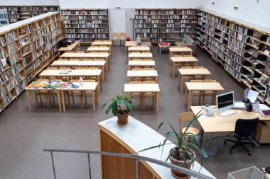 VYBORG, RUSSIA - 28 Nisan 2022: Kütüphane Alvaar Aalto 'dan sonra isimlendirildi. okuma odası