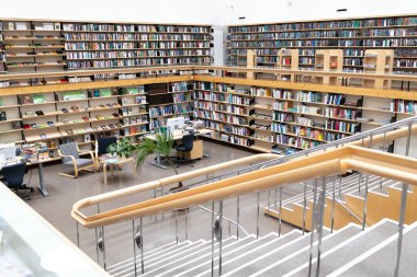 VYBORG, RUSSIA - 28 Nisan 2022: Kütüphane Alvaar Aalto 'dan sonra isimlendirildi. okuma odası