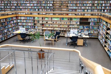 VYBORG, RUSSIA - 28 Nisan 2022: Kütüphane Alvaar Aalto 'dan sonra isimlendirildi. okuma odası