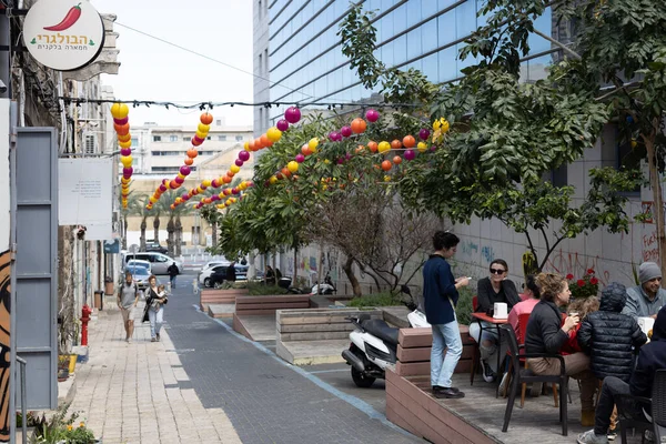 Haifa Israel Marzo 2023 Los Comensales Disfrutan Sus Comidas Café — Foto de Stock