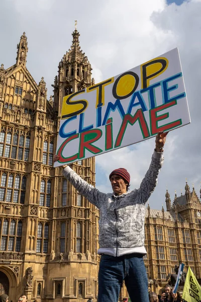 Londres Reino Unido 2023 Big One Demonstration Homem Segurando Cartaz — Fotografia de Stock