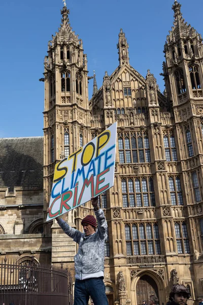 London 2023 Big One Demonstration Man Holding Poster Stop Climate — Stock Photo, Image