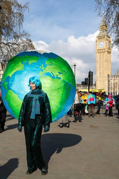 London 2023 Die Große Demonstration Eine Frau Mit Blauer Perücke — Stockfoto
