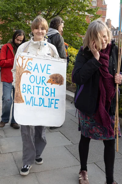 London 2023 Big One Demonstration Girl Holding Poster Our Wild — Stock Photo, Image