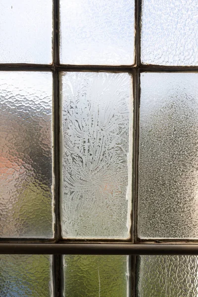 Window Old Constructivist House Frost Glass — Stock Photo, Image