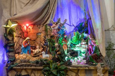 NAZARETH, ISRAEL Aralık 2022: Annunciation Kilisesi 'nin içinde, bazen Annunciation Bazilikası olarak da anılır..