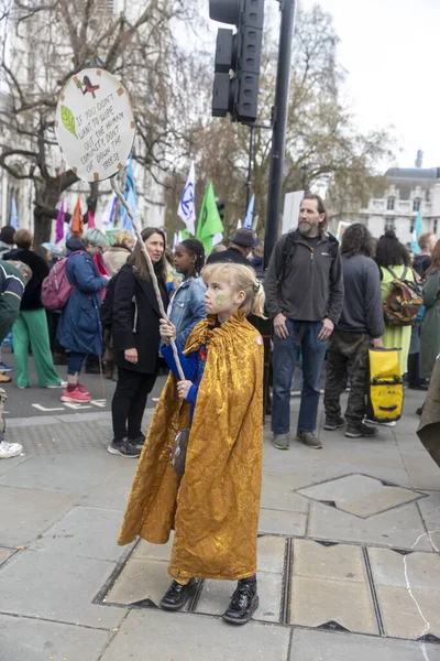 London 2023 Die Große Demonstration Ein Achtjähriges Mädchen Mit Einem — Stockfoto