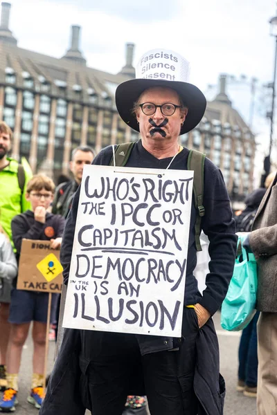 London 2023 Die Große Demonstration Der Mann Mit Dem Hut — Stockfoto