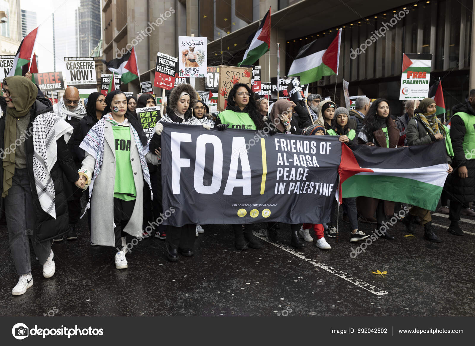 London December 2023 Thousands Attend Pro Palestinian Protest Pro
