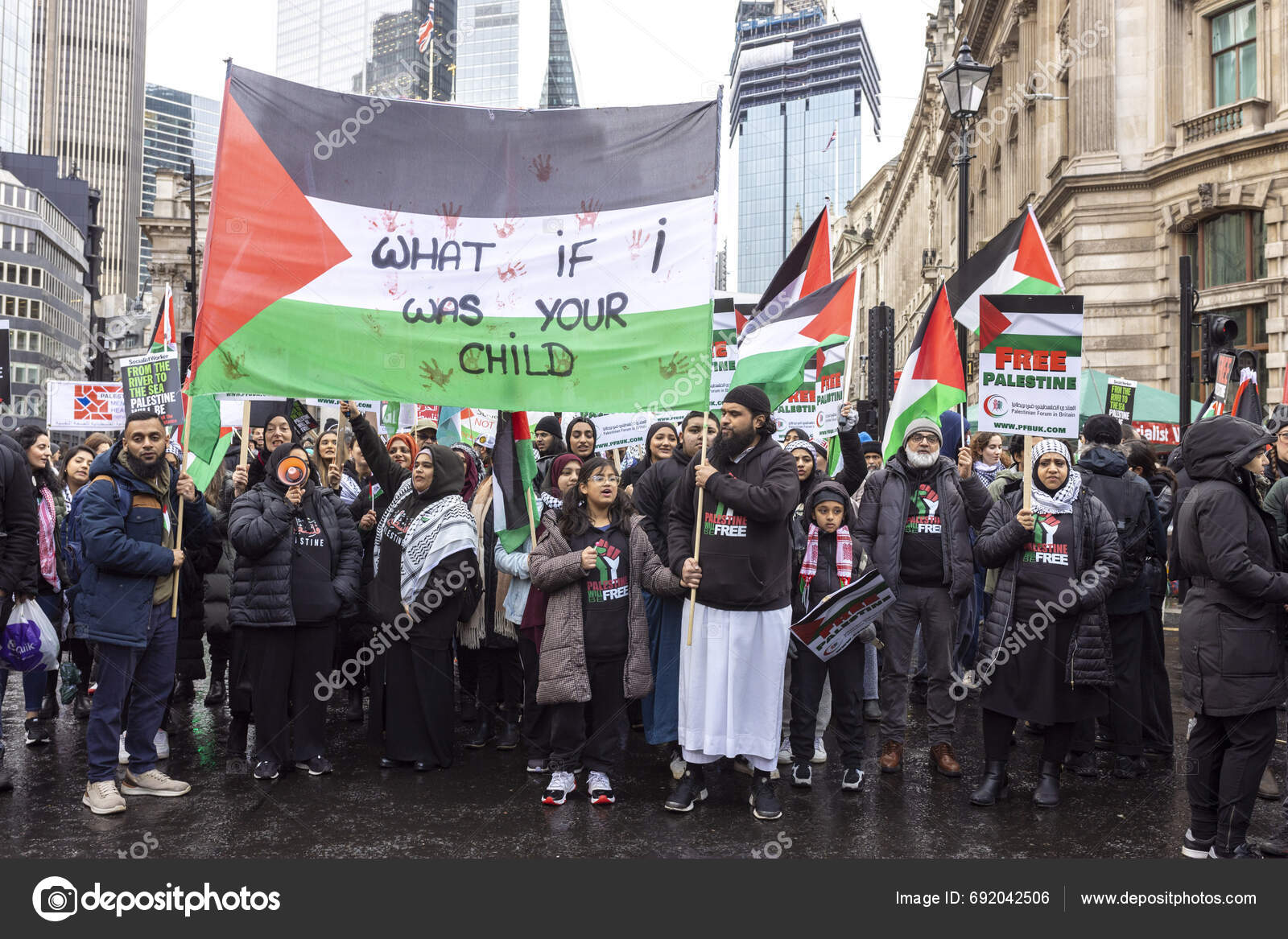 London December 2023 Thousands Attend Pro Palestinian Protest Pro