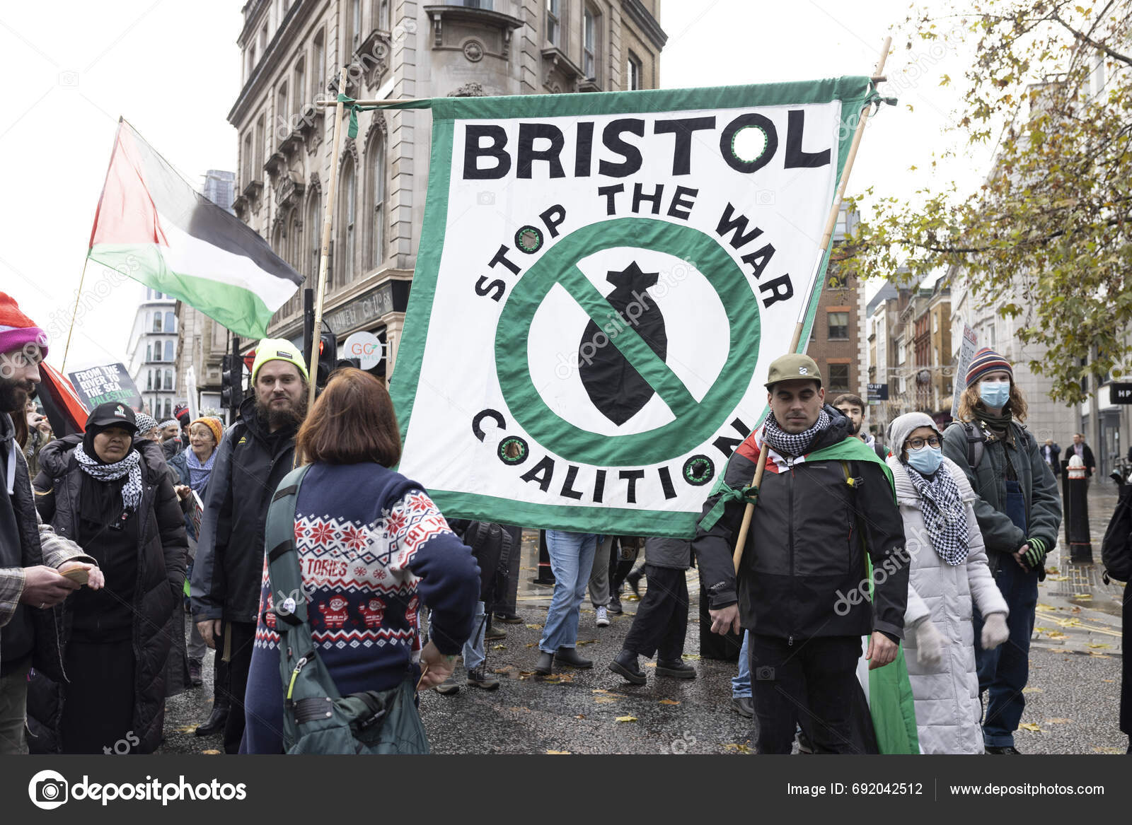 London December 2023 Thousands Attend Pro Palestinian Protest Pro