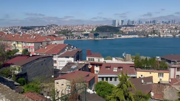 Istanbul Turkije April 2024 Uitzicht Het Europese Deel Van Stad Rechtenvrije Stockvideo