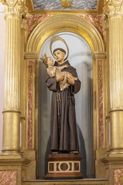 Valencia, Spain - April 20, 2024. View of the interior with sculpture of the Basilica of the Sacred Heart of Jesus.