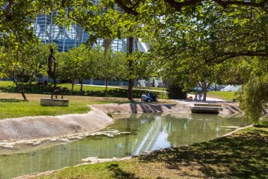 Valencia, İspanya; 19 Nisan 2024: Sanat ve Bilim Müzesi. Calatrava 'nın modern mimarisi