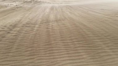 Rüzgar Hayfa 'daki Akdeniz kıyısındaki kum tepelerinden kum üflüyor..