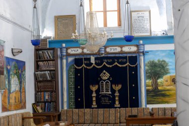  Tzfat, Israel - January 2, 2025, a painted ceiling in the Abuhav Synagogue. clipart