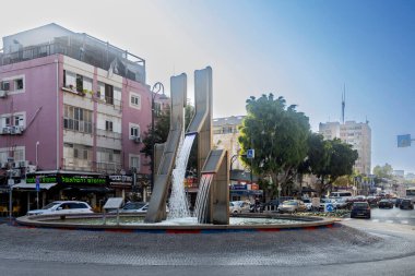 Petah Tikva, İsrail, 12 Haziran 2025, Donald Trump Meydanı Çeşmesi Petah Tikva.