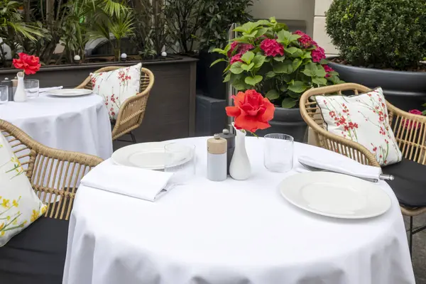  Kırmızı Güller ve Hasır Sandalyelerle Zarif Açık Masa Ayarları