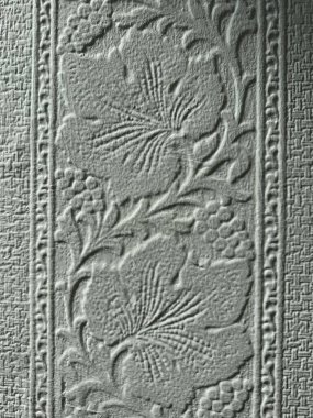 Çiçek ve Böğürtlen desenli Vintage Kabartmalı Duvar Kağıdı Deseni.