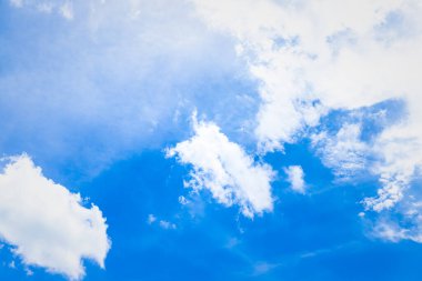 Blue sky and white fluffy clouds natural background