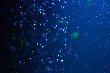 Abstract blue defocus bokeh glitter vintage lights with black background