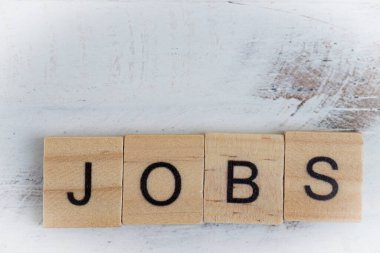 Jobs wooden letters on wood vintage background