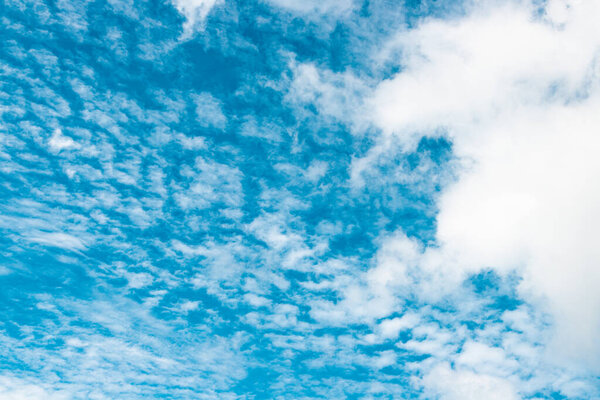 Голубое небо с пушистыми белыми облаками для фона