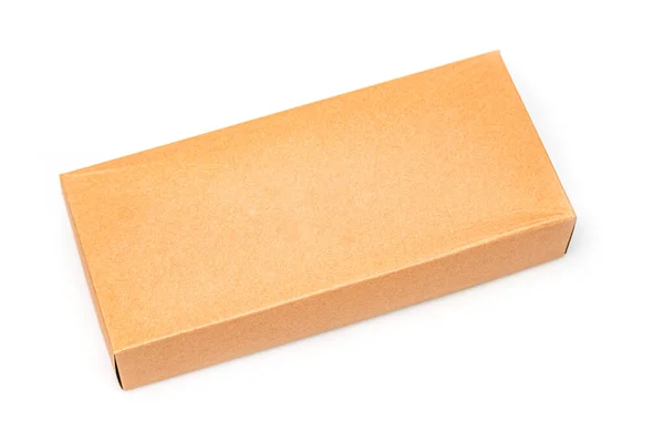 Close Χάρτινο Κουτί Απομονωμένο Λευκό Φόντο — Φωτογραφία Αρχείου
