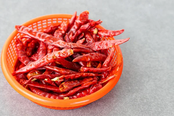 Dry Chillies Red Bowl Isolate Gray Background —  Fotos de Stock