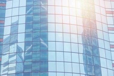 Mavi bina, modern iş gökdelenleri.