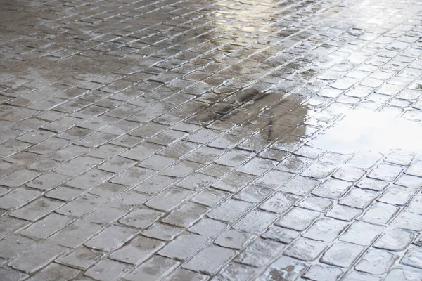 Stempel Beton Met Water Natte Vloer Reflectie Gebruik Voor Achtergrond — Stockfoto