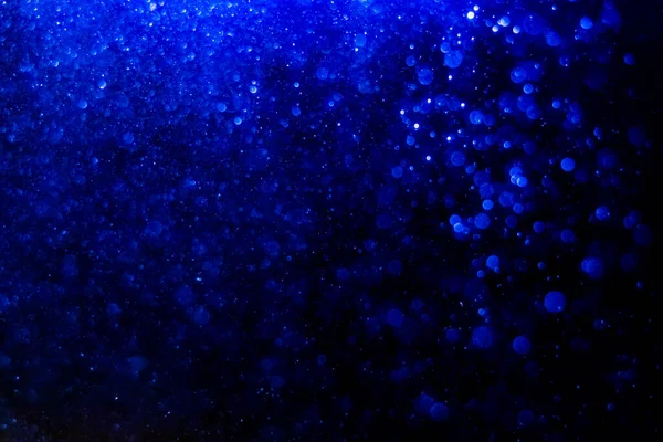 Blaues Bokeh Von Lichtern Mit Schwarzem Hintergrund — Stockfoto
