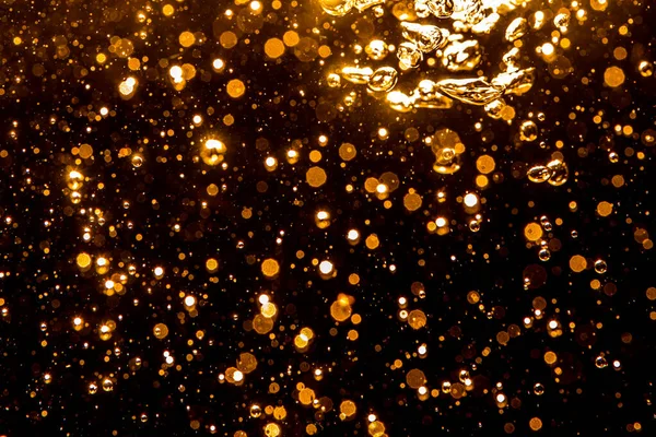 Gouden Bokeh Van Licht Water Met Zwarte Achtergrond — Stockfoto