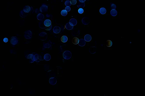 Abstract Blue Bokeh Lights Black Background — Stock Photo, Image