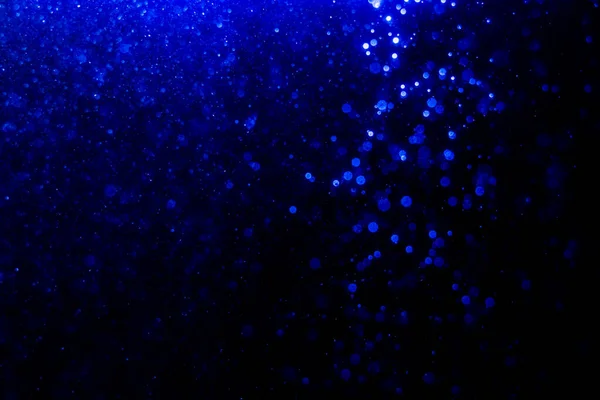 Blue Bokeh Lights Black Background — Stok Foto