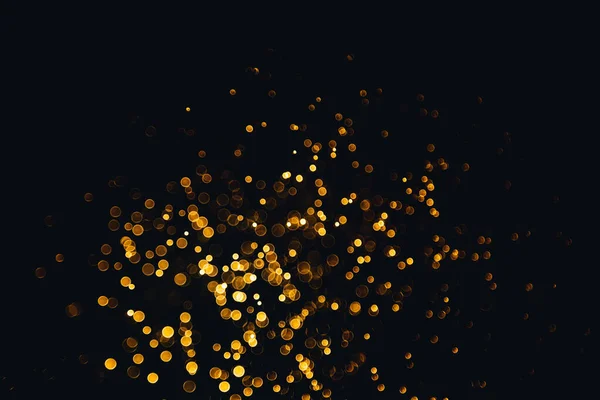 Textura Bokeh Oro Abstracta Con Fondo Negro —  Fotos de Stock