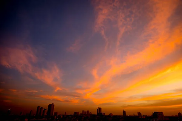 Sunset Sky City Shadow Background — Stock Photo, Image