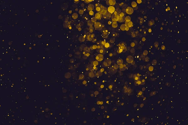 Gouden Bokeh Van Lichten Zwarte Achtergrond — Stockfoto