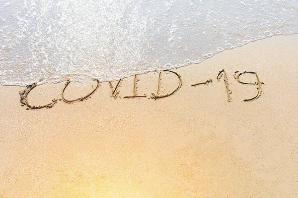 Είστε Ασφαλείς Από Covid Φόντο Την Παραλία — Φωτογραφία Αρχείου