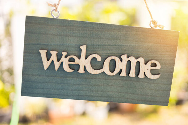 Welcome Sign Invitation Concept Nature Background — Stock Photo, Image