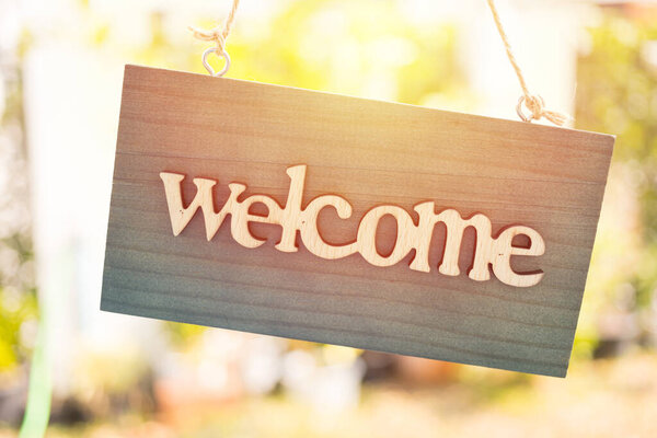 Welcome Sign Invitation Concept Nature Background — Stock Photo, Image