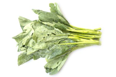 Beyaz arka planda taze organik yapraklar Kai-Lan