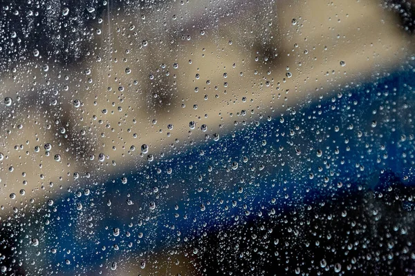 Raindrops Windshield Blurry Background — Fotografia de Stock