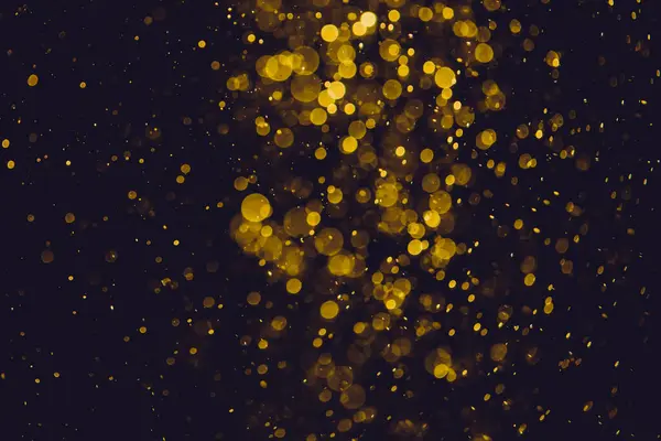 Золотий Боке Світла Води Чорному Тлі — стокове фото