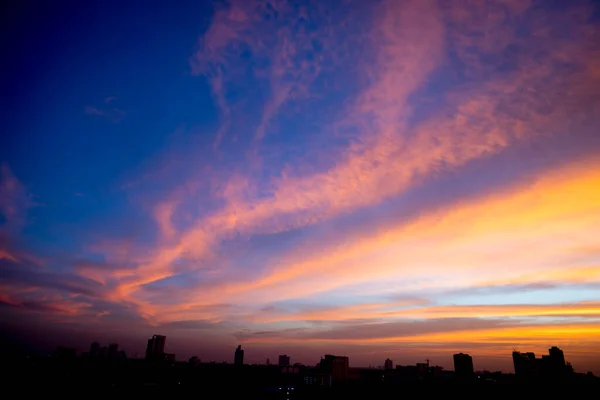 Sunset Sky City Shadow Background — Stock Photo, Image