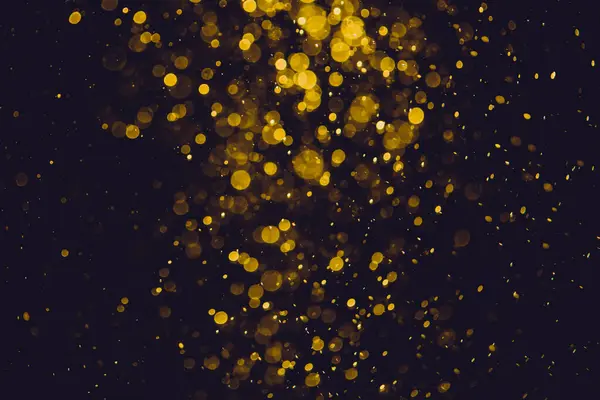 Золотий Боке Світла Води Чорному Тлі — стокове фото