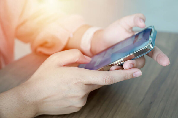 Close up women using mobile smartphone for communication