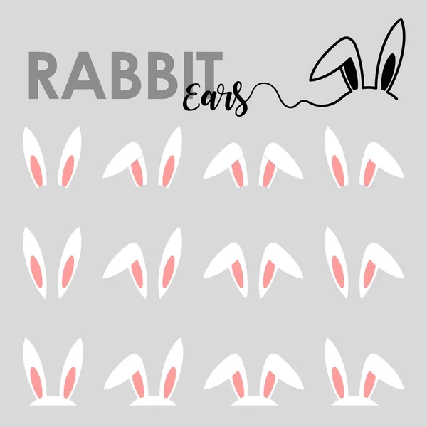 Rabbit Ears Vector Illustrations Feliz Páscoa Orelha Coelho Elementos Isolados —  Vetores de Stock