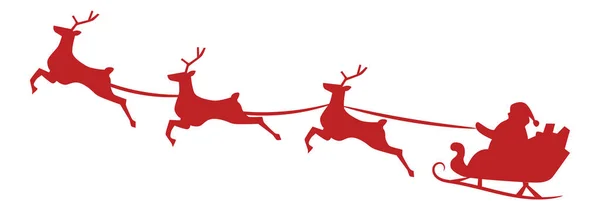 サンタ スレー シルエット 白い背景に隔離されたサンタ スレー 赤いクリスマスのそりサンタと4つのフライングトナカイ ベクトルイラスト デザインの要素 ロイヤリティフリーストックベクター